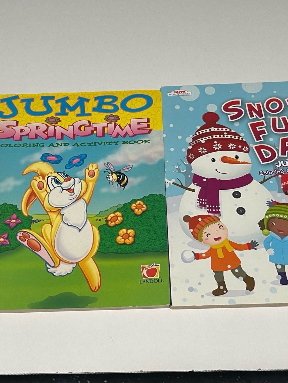 Vintage 2001 Landoll Springtime & 2017 Kappa Winter Snowy Fun Day Jumbo Coloring